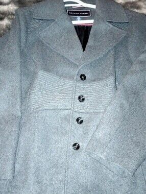 Tommy Hilfiger Gray Wool-Blend Button Front Coat